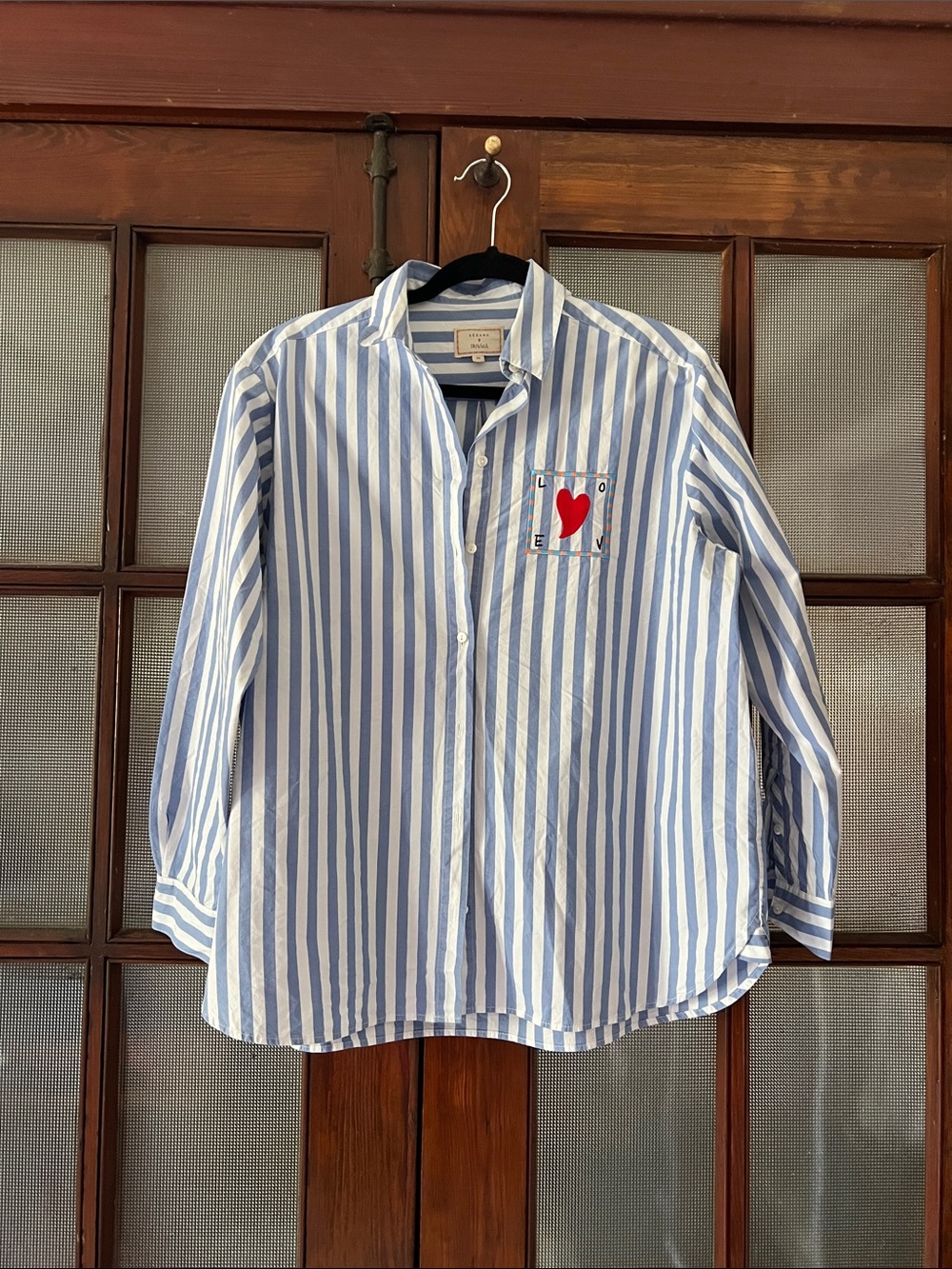 Sezane X Pangea Striped Heart Shirt
